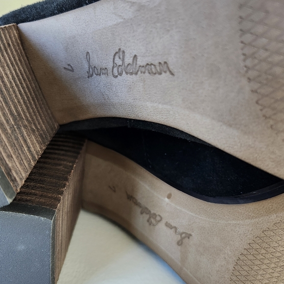 Sam Edelman Olly River Black Distress Suede square Toe Pull on Knee High Size 7 - Picture 8 of 10